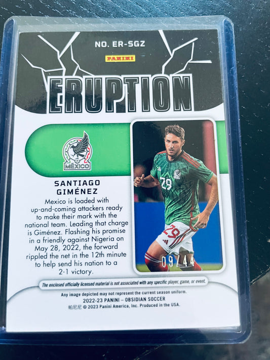 2022–23 Panini Obsidian Soccer –
Santiago Giménez Rookie Patch 09/44