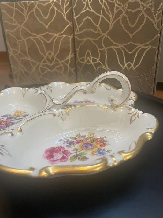Vintage JL Menau East German Fancy Divided Bowl – Fine China with 22K Gold Gilt - Nordic Art & Collectibles