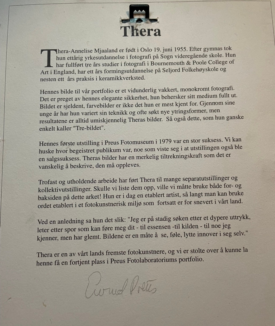 Thera Anne Lise Mjaaland – “Trebildet” – Signed C-print (35/250)