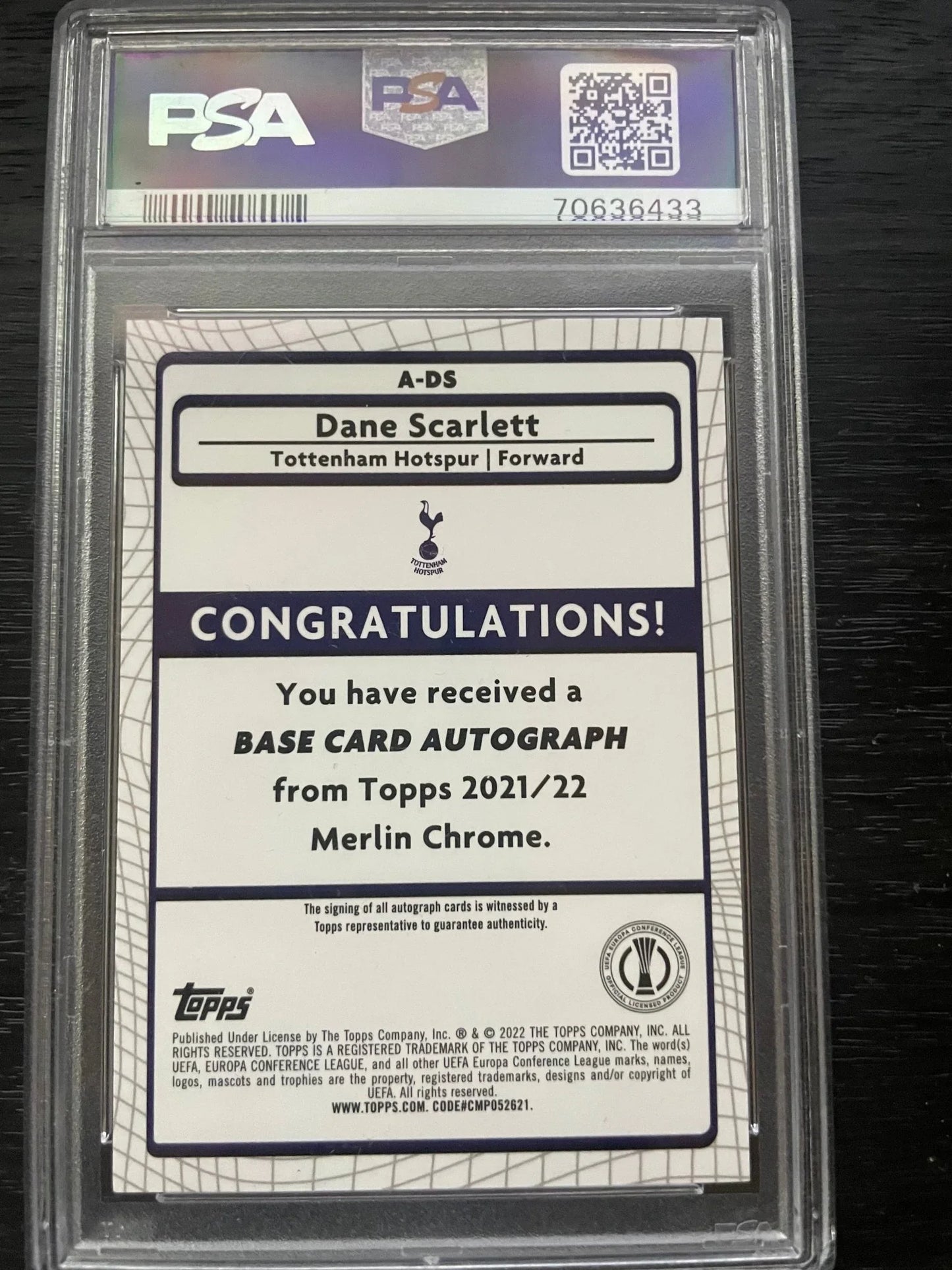 Dane Scarlett A - DS – 2021 Topps Merlin Chrome UEFA Autographs (PSA 10 Mint) - Nordic Art & Collectibles