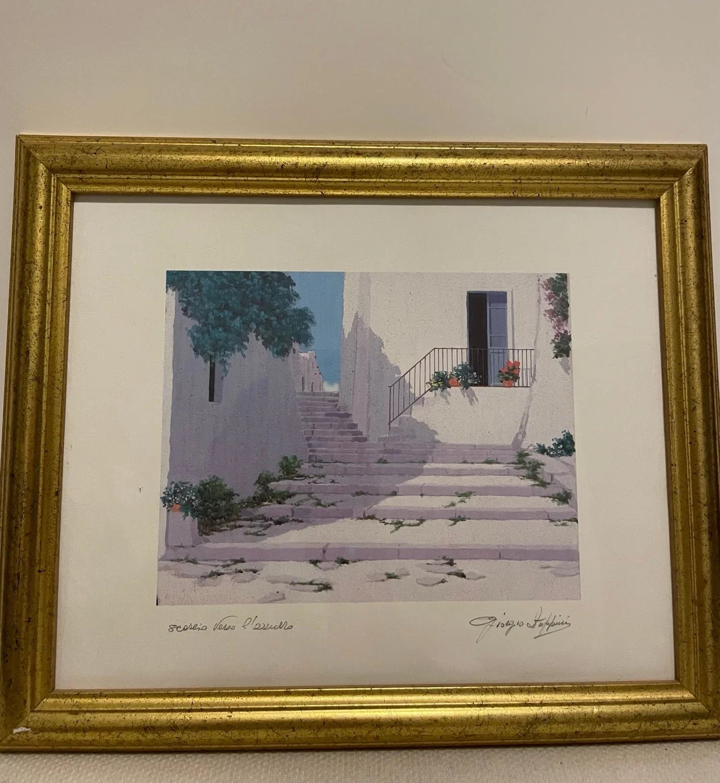 Giorgio Zuppini – Signed Italian Artwork with Gold Frame - Nordic Art & Collectibles
